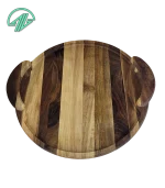 سینی دایره ای _چوب گردو -دسته چوبی - 5102