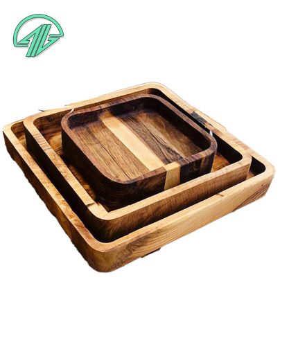 سینی سه تکه با ضخامت 4 cm - چوب گردو - مربعی -5107